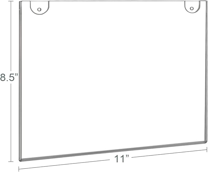 BlueValley Acrylic Sign Holder 8.5 x 11 Wall Mount, Clear Acrylic Wall Frames with Double Sided Tape Adhesive & Screws, Plastic Wall Sign Menu Picture Document Holders for Office, Home, Store, Restaurant-Horizontal (6 Pack)