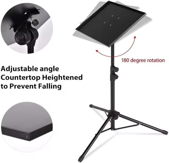 Adjustable Laptop Stand Tripod with Phone Mount, Height 25.6-63 inches, Non-Slip Tray, 33 lb Capacity, Black