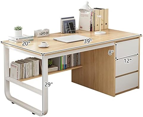 Modern Computer Desk with Storage Compartments & 3 Drawers - Stylish Home Office Furniture for Workspace, Study, and Gaming,Black Walnut-39 in with Chair