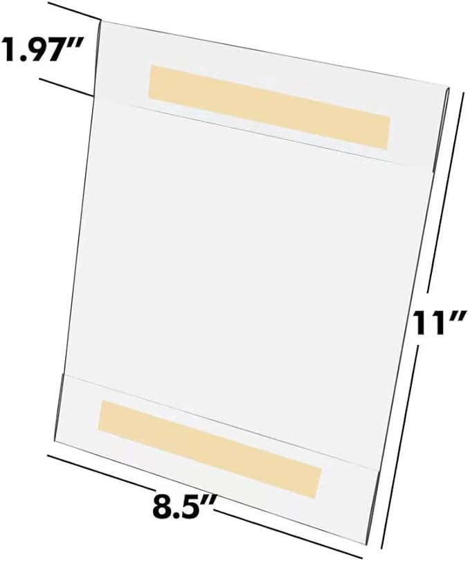Acrylic Sign Holder 8.5 x 11 Wall Mount, Wall Mount Sign Holders, Clear Acrylic Frame with 3M Tape Adhesive, Plastic Wall Sign Holder for Office, Home, Restaurant-Vertical (10 Pack)