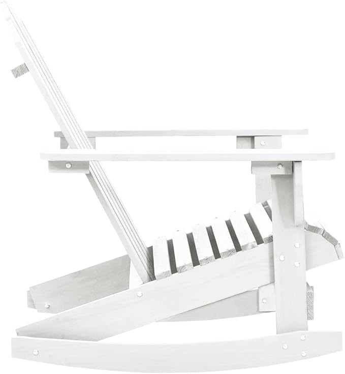 Outdoor Chair with Foot Rest Heavy Duty Beach chairPatio Rocking Chair Wood WhiteSuitable for Garden Patio Living Room