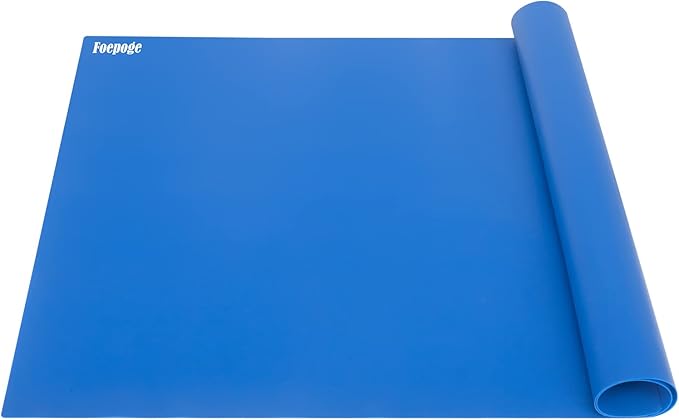 36.2" x 24" Extra Large Silicone Mat for Epoxy Resin, Nonstick Silicon Mats for Crafts Jewelry Casting, Non-Slip Kitchen Table Placemats for Countertop Protector Heat Resistant by Foepoge, Dark Blue