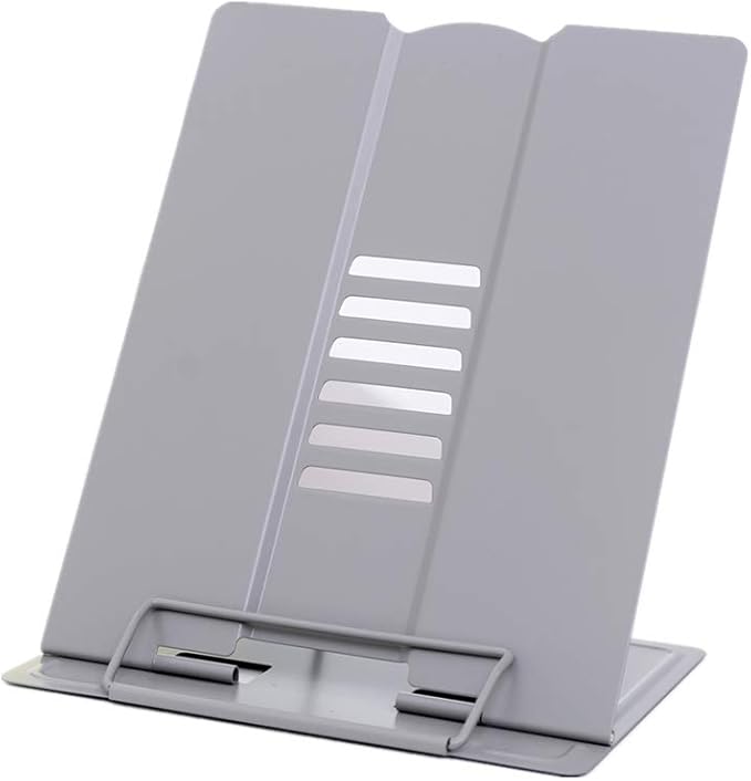 Citmage Desk Book Stand Document Holder Heavy Duty Metal Reading Stand with Book Magazine Menu iPad Music Score Speech Draft with 6 Adjustable Positions(Grey)