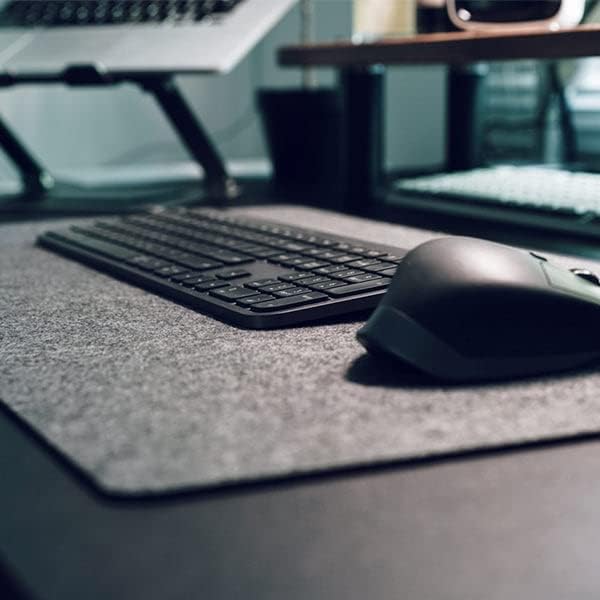 Desky Felt Desk Pad – Large 35.4 x 11.8 Inch, Wool Felt Desk Mat with Anti-Slip Base – Light Grey – Keyboard & Mouse Surface for Office, Home, or Laptop Use