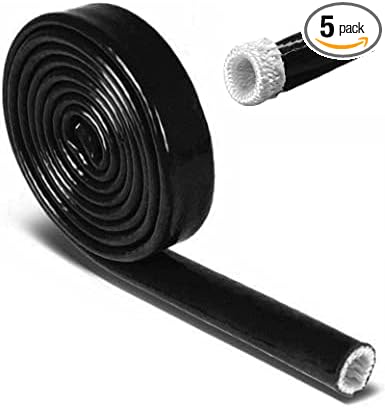 Heat Shield Fire Sleeve Silicone Coated Fiberglass 3/8" ID x 5FT for Automotive Hose Lines Wires& Electrical Wiring (Black)