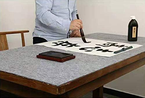 MEGREZ Chinese Calligraphy Drawing Felt Mat, Sumi Xuan Paper Painting Felt Desk Pad for Chinese Calligraphy Writing Japanese Drawing, Black, 27.5 x 39.4 inch (70 x 100cm)