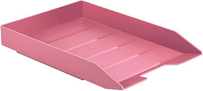 Acrimet Stackable Letter Tray Front Load, Letter Size, Stacking Document Desk Office Paper Organizer, Plastic, Solid Pink Color, 1 Unit