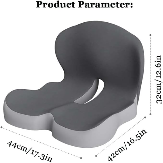 Orthopedic Cushion,Ergonomic Memory Foam L-Shaped Integrated Seat Cushions with Adjustable Strap,Ultra Breathable Non-Slip Design for Office Chair,Car,Wheelchair (Gray)