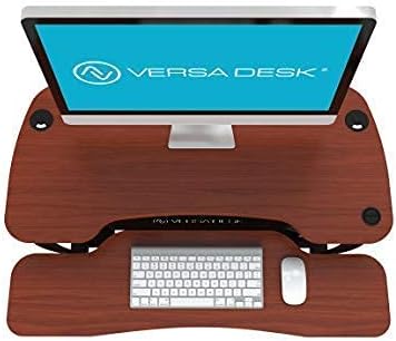 VERSADESK PowerPro 36 Inch Electric Standing Desk Converter – Push-Button Height Adjustable Sit to Stand Desk Riser for Dual Monitors & Laptop – Motorized Desktop Workstation with Wide Keyboard Tray