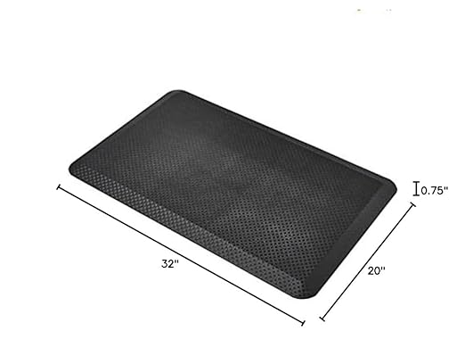 Amazon Basics 3/4" Rectangular Durable Anti-Fatigue Supportive Comfort Standing Mat, 32" x 20", Black