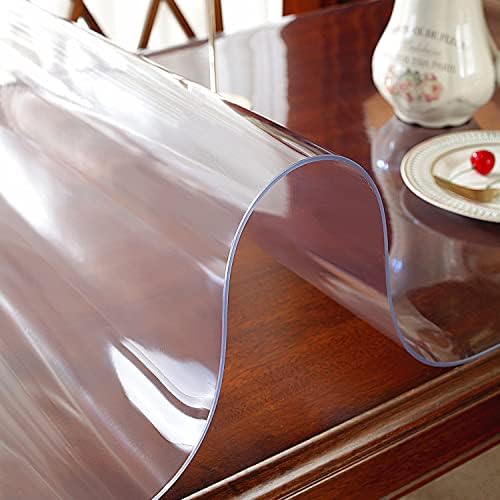 OstepDecor Clear Table Protector 19 x 63 Inch, 2mm Thick Plastic Table Cover, Waterproof PVC Clear Table Cover Protector, Desk Protector Mat, Writing Desk Pad for Desktop, Coffee & Dining Room Table