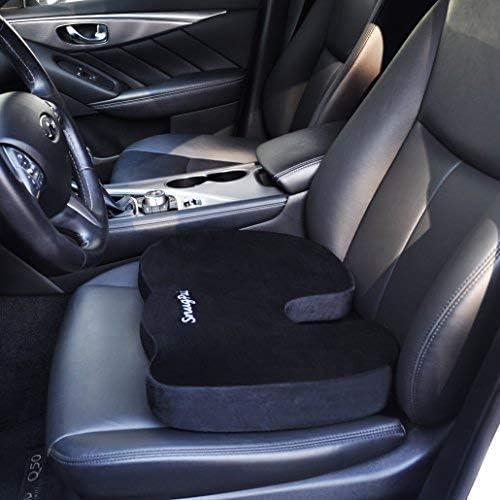 Memory Foam Seat Cushion,Non-Slip Orthopedic Memory Foam Coccyx Cushion Designed for Sciatica & Back,Hip and Tailbone Pain Relief,Fits Office Chair,Wheelchair,Car Seat Cushion.Black-2 Pack