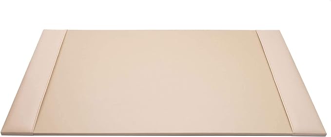 Dacasso Bonded Pad with Side Rails Luxury Leather Desk Blotter for Writing, 30 x 18 (White Latte)