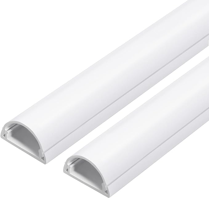 ZhiYo 78in TV Cord Hider for Wall Mounted TV, Self-Adhesive Wall Cord Concealer, Paintable Wire Covers for Cords, White Cord Cover, Half Round Cable Raceway for Floor - 2 x L39in x 1in (W) x 0.5in (H)