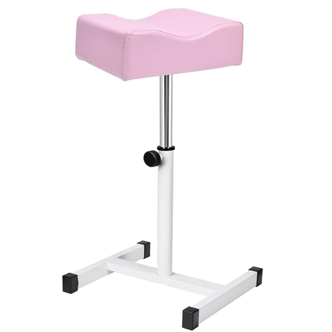 FLOLXNB Pedicure Manicure Footrest, Foot Massage Manicure Nail Beauty Stool Stand, Adjustable Height Footstool for Home Beauty Salon Spa Tattoo (Pink)
