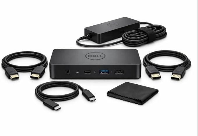 Dell Pro Smart Dock SD25 Bundle – USB C Docking Station with 130W Charging + HDMI Cable, USB C Cable, DisplayPort Cable + Cleaning Cloth, Multi-Display Support, 2.5GbE Ethernet, Black