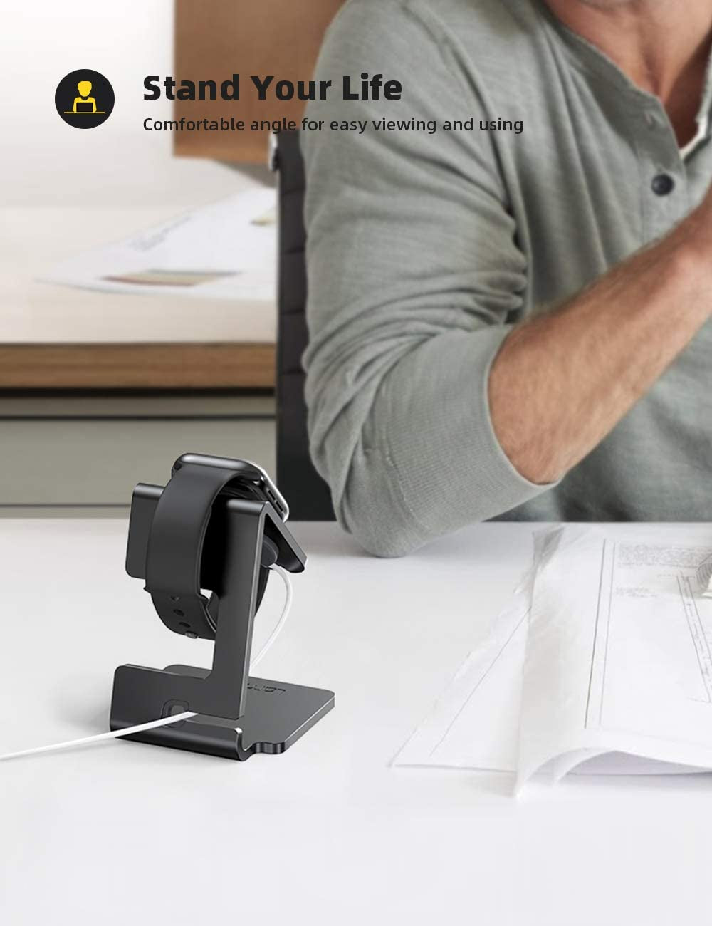 Watch Stand for Apple Watch Magnetic Fast Charger | Aluminum Alloy Desk Charging Stand Holder Dock for Iwatch SE3 SE2 Ultra 3, Series 11 10 9 8 7 6 5 (49/46/45/44/42/41/40/38Mm)