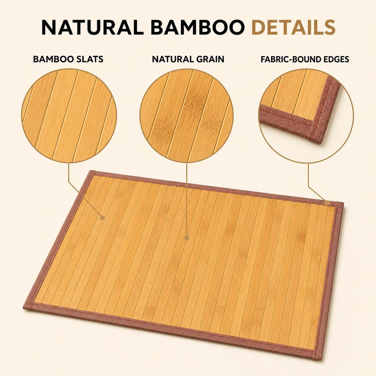 Bamboo Placemats, Set of 4, Woven, 11.8X17.3 Inches, Yellow | Woven Heat-Resistant Bamboo Mats Help Protect Tables from Hot Dishes. Ideal for Everyday Dining, Kitchens& Parties