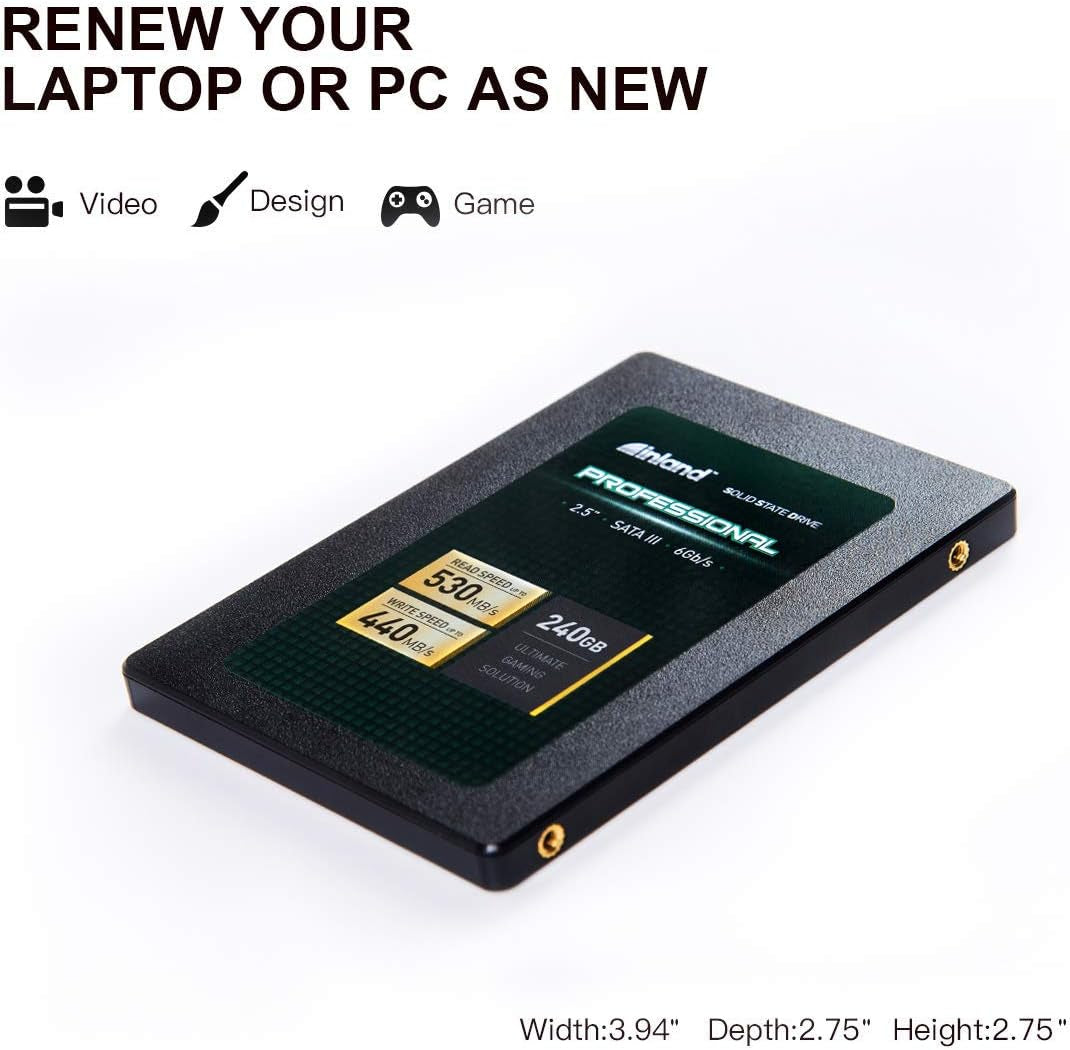 Pro 240GB SSD 3D NAND SATA III 2.5" 7Mm Internal Solid State Drive | 3D TLC NAND Flash, up to 530Mb/S Read & 440Mb/S Write, SATA III 6Gb/S Interface, Laptop & Desktop PC Upgrade, Professional