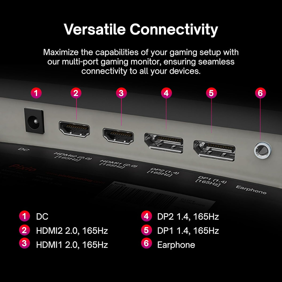 PXC325 32 Inch 165Hz Refresh Rate FHD 1080P Resolution 1500R Curved VA Panel 1Ms MPRT Response Time Adaptive Sync HDR Tilting Stand Gaming Monitor