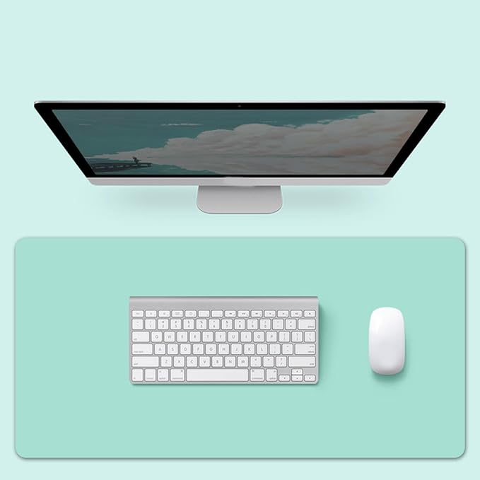 Leather Desk Pad Mat 24 X 12 Inch Large Desk Matt for Desktop,Non-Slip Waterproof Desk Mat for Keyboard and Mouse,Laptop Desk Blotter,Mousepad,Green Desk Mat for Gaming Office Home Work