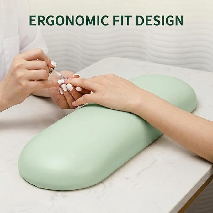 Nail Arm Rest Cushion, Nail Hand Rest Pillow for Manicure, Leather Nail Cushion Arm Rest for Nails Tech, Ergonomic Hand Rest for Nails Tech, Waterproof Nail Arm Rest for Salon Table, Cyan