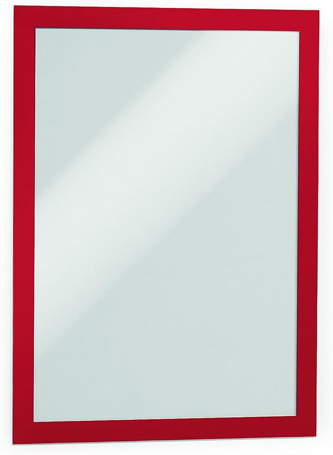 Durable Duraframe Self-Adhesive Magnetic Document Sign Holder - Letter-Size 8.5" x 11" Inches - Red - Pack of 2