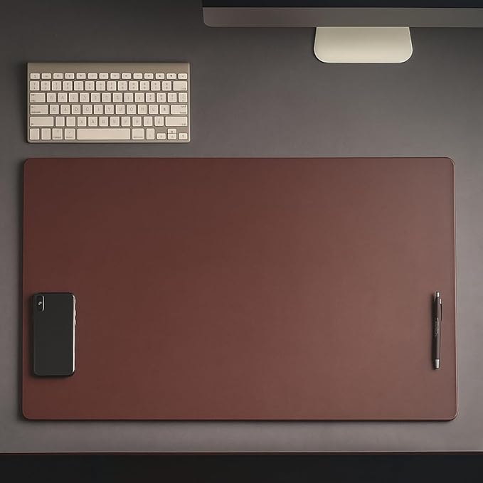 Dacasso Chocolate Brown Leather 30" x 19" Desk Mat Without Rails