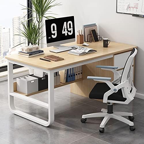 Modern Computer Desk with Storage Compartments & 3 Drawers - Stylish Home Office Furniture for Workspace, Study, and Gaming,Oak-47 in