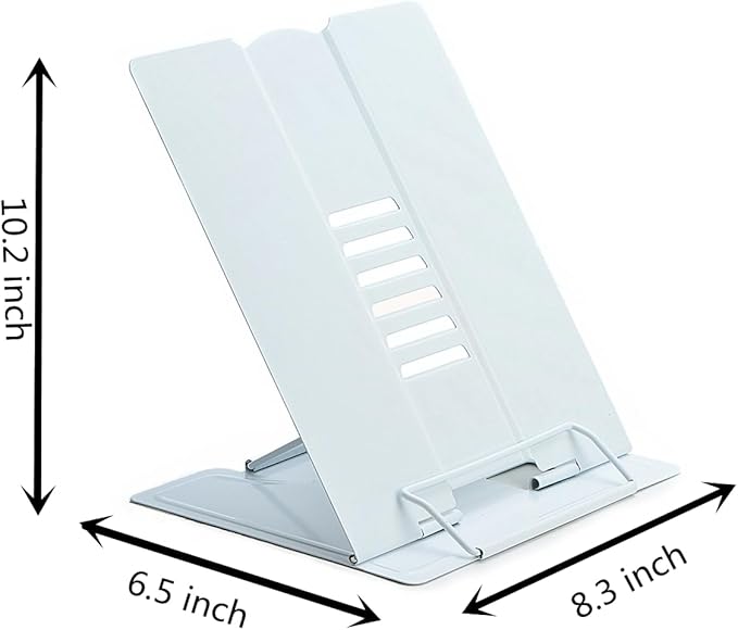 Citmage Desk Book Stand Document Holder Heavy Duty Metal Reading Stand with Book Magazine Menu iPad Music Score Speech Draft with 6 Adjustable Positions(White)