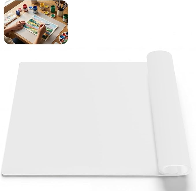 Large Crafting Silicone Mat, 24"x36" x1.5MM Inch Artist Work Mat for Jewelry Making, Epoxy Resin, Painting, Scrapbooking, Heat Resistant Nonstick Surface and Table Protector for DIY,Translucent