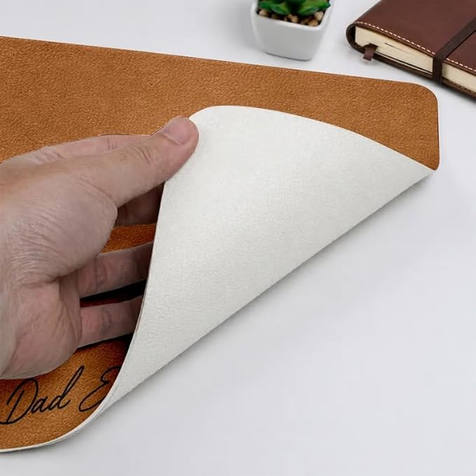 WANDER PRINTS Personalized Leather Desk Mat - Custom Photo Sketch Mouse Pad for Dad Grandpa, Father’s Day Office Desk Decor - Custom Photo Pencil Sketch Family Portrait Best Grandpa Dad Ever