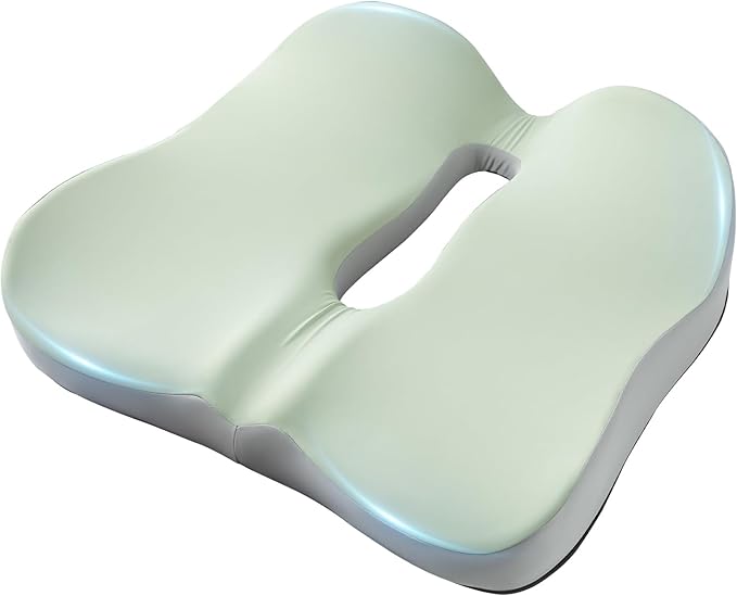 SheRest Seat Cushion, Ergonomic Memory Foam Cooling Cushion, Pressure Relief Suitable for Long Sitting Hours on Office Chairs, Desks, Cars and Airplane Seats, Green