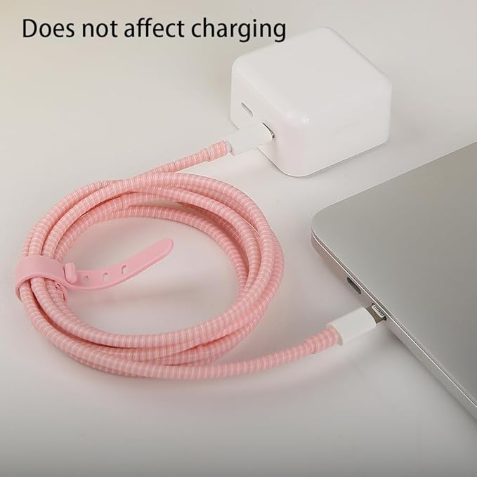 4.8M(15.75FT) Spiral Cable Protector, Multicolor Suitable for Most Phone/Pad/Laptop USB Wire Cord Savers Protection Cover Anti-Break Wrap Charger Data Line Cables Sleeves, Ordinary Pink