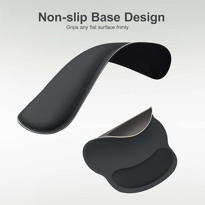 MOSISO Wrist Rest Support for Mouse Pad&Keyboard Set, Streamline Ergonomic Mousepad&Coaster Non-Slip Base Home/Office Pain Relief&Easy Typing Pad with Soft Cloth&Silicone Lining, Slate Gray