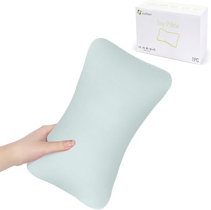 vocheer Small Pillows for Sleeping, 11"x7" Mini Pillow for Travel, Tiny Pillow for Neck, Lumbar, Knee, Wrist, Pets, Cotton Small Back Pillows for Travel, Bed, Office, Machine Washable, Sage-1pc