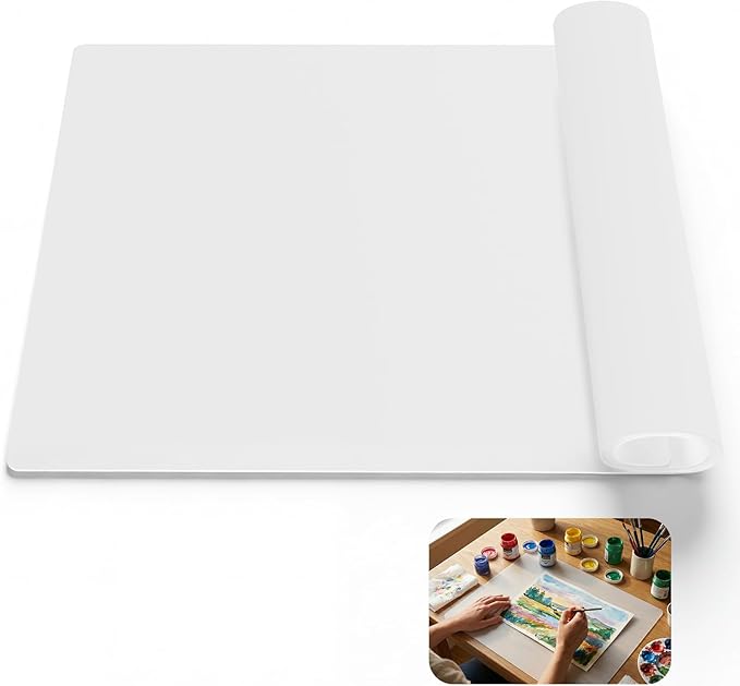 Silicone Crafting Mat for Artists, 32"x24"x1.2mm Large Nonstick Art Sheet for Resin Craft, Jewelry Casting, Acrylic Painting, Clay Work, Heat Resistant Desk Protector and Placemat | Translucent