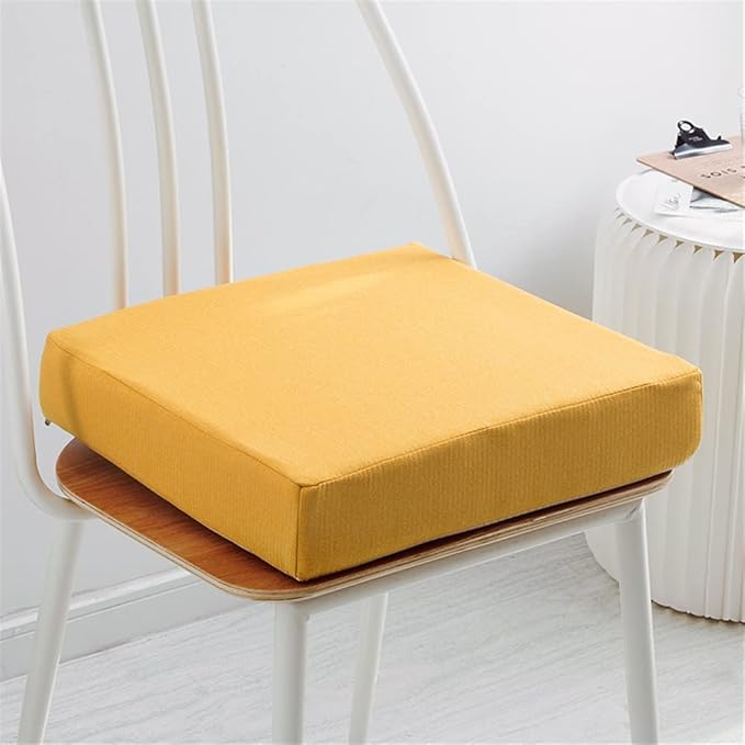 Indoor Chair Cushions Memory Foam Seat Cushion for Armchair, Non-Slip Pads Booster Comfort Pad Indoors Outdoors Car Office Sofa - Square (40X40x8cm,Yellow)