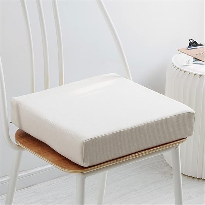 Indoor Chair Cushions Memory Foam Seat Cushion for Armchair, Non-Slip Pads Booster Comfort Pad Indoors Outdoors Car Office Sofa - Square (45x45x8cm,White)