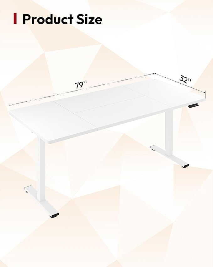 SANODESK Electric Standing Desk 79 x 32 Inches, Height Adjustable Sit Stand with Large Splice Board Desktop for Home Office, Computer Workstations，Memory Ergonomic Computer Desk, White Frame/White Top