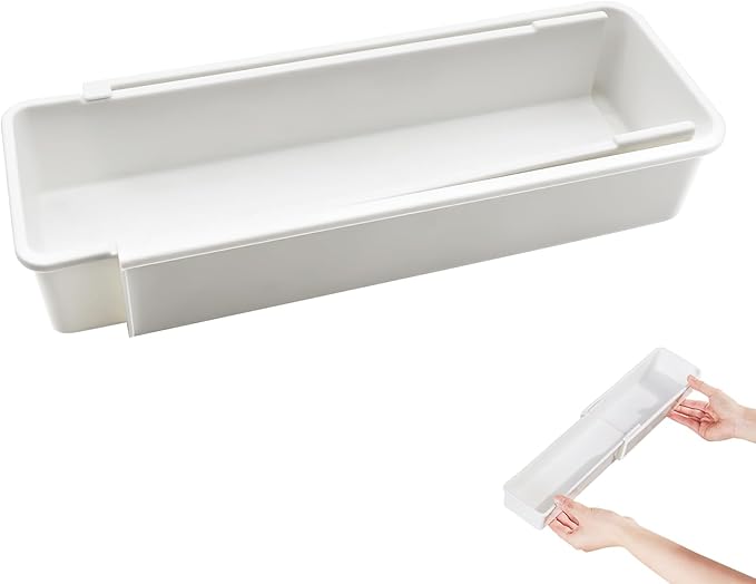 Expandable Drawer Organizer for Deep Kitchen Drawers, Adjustable Sliding Tray for Kitchen Utensils, Cooking Tools and Small Accessories
