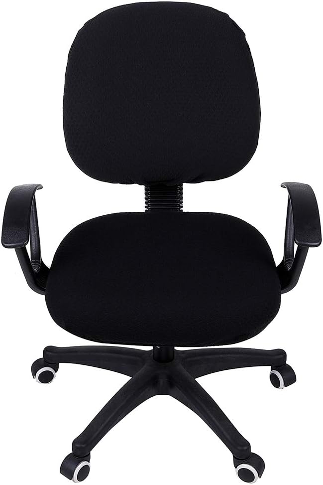 Smiry Stretch Jacquard Office Computer Chair Covers, Removable Washable Universal Desk Rotating Chair Slipcovers Protector, Seat + Backrest Cover, Black