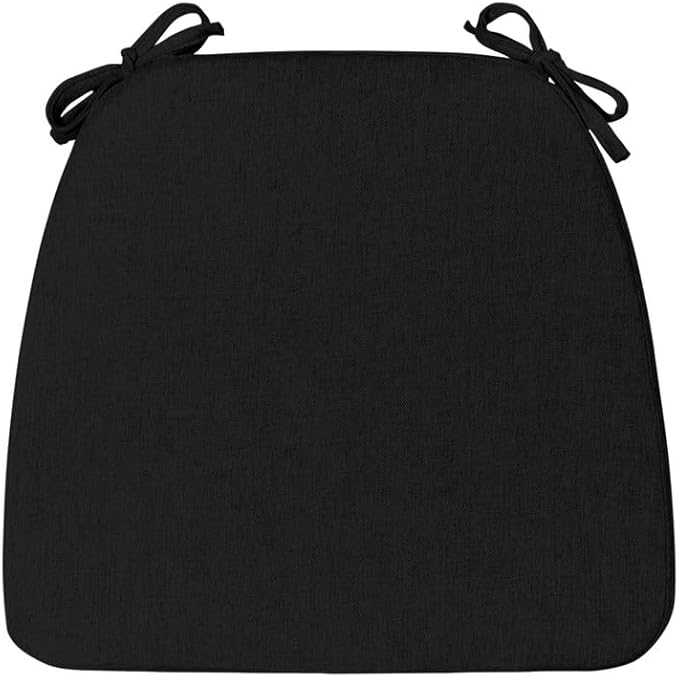 Chair Cushions Set of 1, D-Shaped Seat Cushion for Chair, Non Slip Chair Pads with Ties, 17" x 16" x 2", 40D Foam, Removable Washable Cover, Seat Cushions for Kitchen Chairs, Black