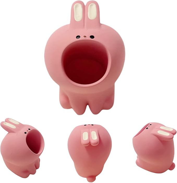 Cute Small Pen Pencil Holder, Kawaii Resin Cat Dog Dinosaur Rabbit Animal Paper Clip Toothbrush Mini Storage Organizer Office Desk Decorations