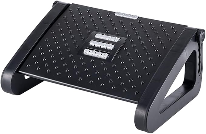Foot Stool Under Desk,Featuring a Massage Roller,‌Ergonomic Design‌,6-Position Incline Adjustment,to Relieve Leg Fatigue in Seated workspaces.