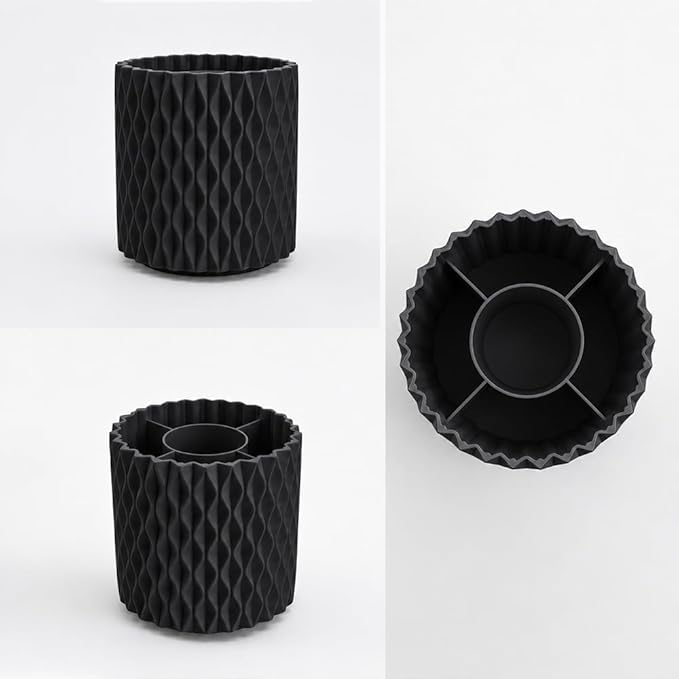 Lebenrich Aesthetic Black Pen Holder for Desk, Rotating Plastic Desk Pencil Holder Organizer for Home School Office