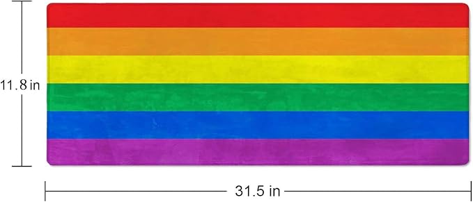 Rainbow Desk Mat LGBT Colored Flag Large Mouse Pad XL Extended Gaming Mousepad Keyboard Mouse Mat Desk Pad for Computer Laptop 31.5''X11.8'' Non-Slip Rubber Base with Stitched Edges
