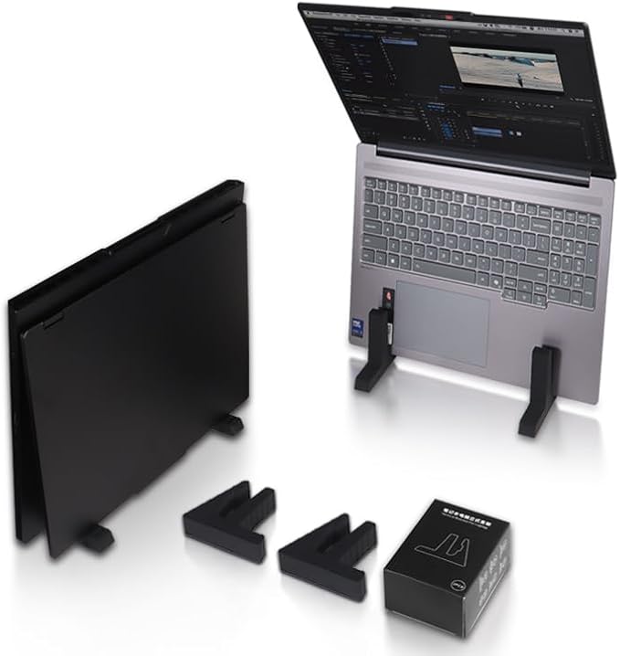 2-Pack Laptop Stand - Vertical Laptop Stand with Cable Management Silicone Holder, Anti-Slip, Durable, Cooling Stand, Universal for MacBook/Dell/HP/Lenovo Laptops