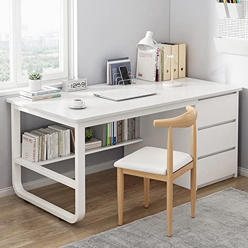 Modern Computer Desk with Storage Compartments & 3 Drawers - Stylish Home Office Furniture for Workspace, Study, and Gaming,Wei?-47 in