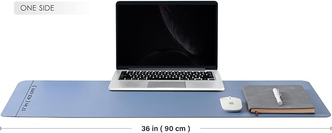 HOMIEAZICOZI Dual Sided Leather Desk Mat - Waterproof Pad for Office and Home Organization Accessories Ideal Large Mouse Mats on Top of Desks(Blue+Green,36''x 17'')